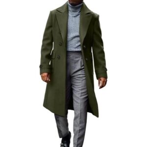 Men's Double-Breasted Wool-Blend Trench Coat