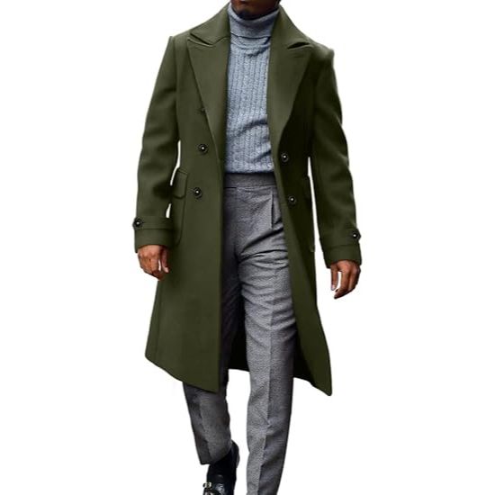 Men's Double-Breasted Wool-Blend Trench Coat