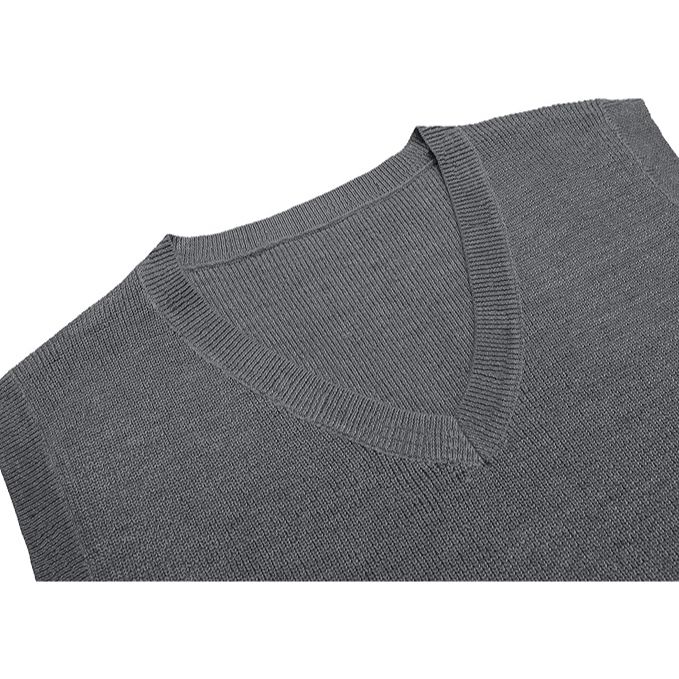 white-91NEhsBIyiL._AC_SX679_ Men's V-Neck Slim-Fit Knitted Sweater Vest - Image 4